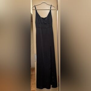 Elegant Black Satin Maxi Dress